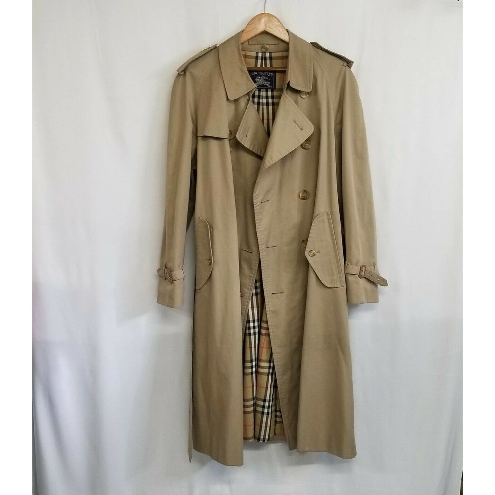 Vtg Burberry Double Breasted Nova Check Trench